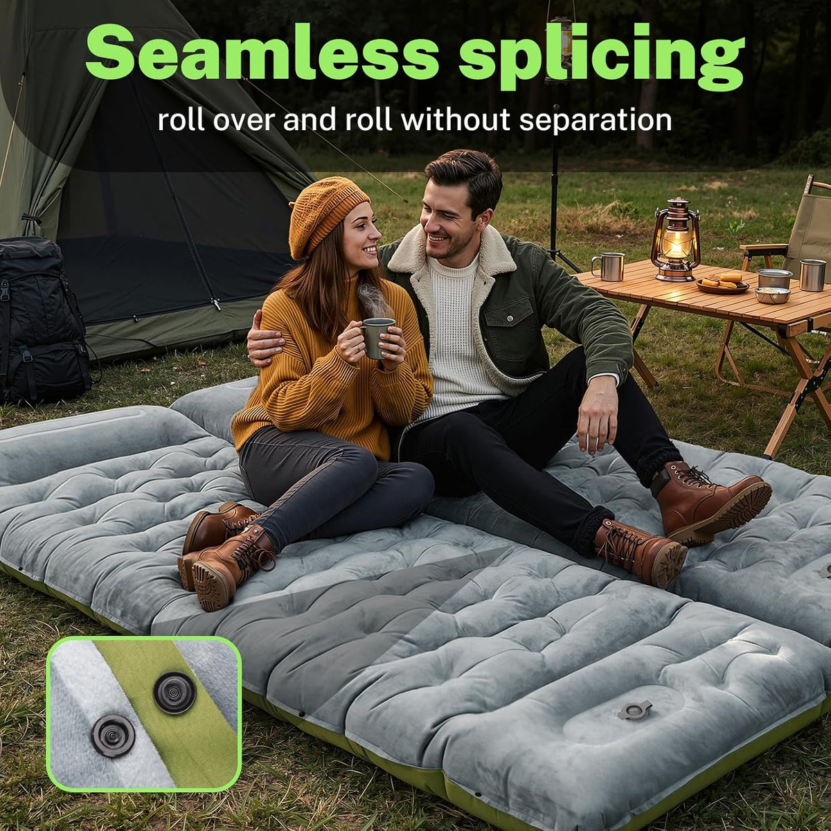 Sleeping Pad for Camping, 6" Velvet Sleeping Mat Self Inflating Camping Pad
