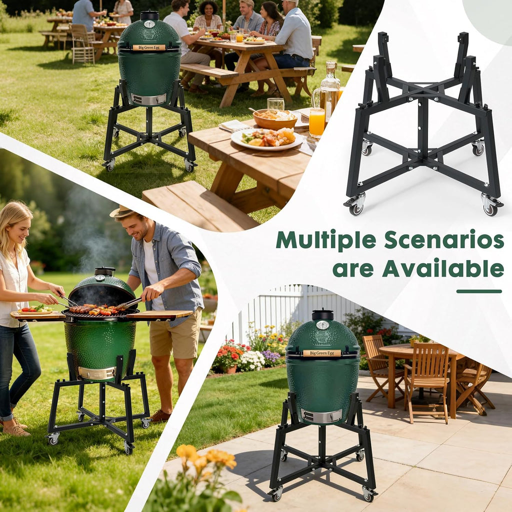 Green Big Egg Nest, Rolling Cart for Big Green Egg Accessories