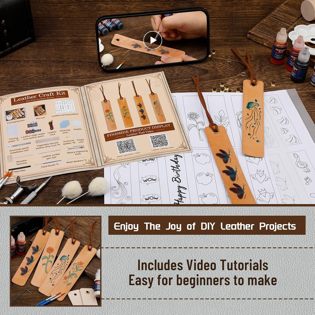 Leather Crafting Kit, Leather Bookmarks Making Kit Tools Supplies Tutorial