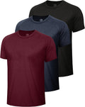 BOOJO 3 Pack Workout Mens Shirts - Quick Dry Causal Moisture Wicking Gym Athletic Short Sleeve T-Shirts for Running Sport