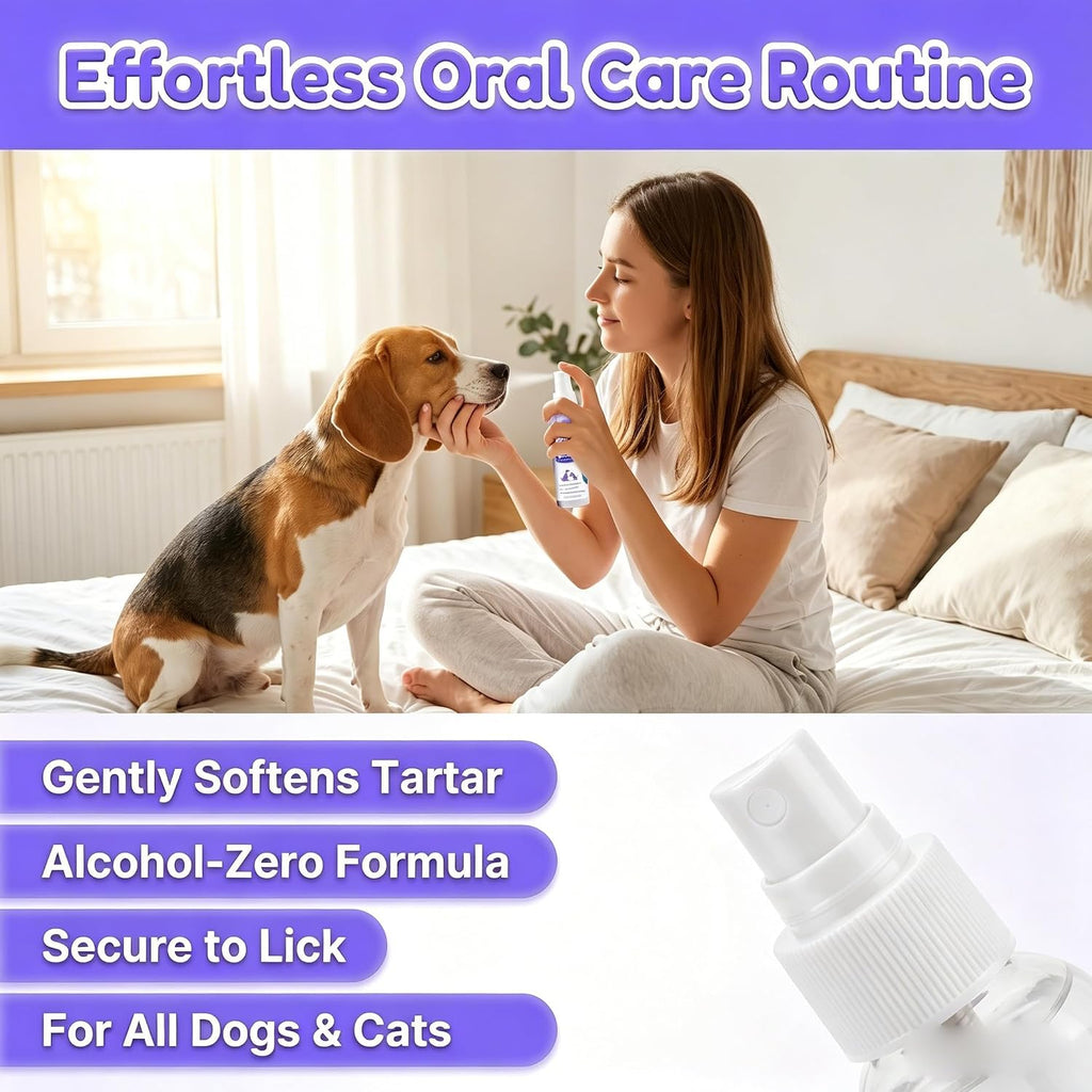 JoanofArc Teeth Cleaning Spray for Pets, Peppermint Freshen Oral Spray, Bad Breath & Tartar Plaque Support, Help Reduce Plaque & Tartar, No Brushing, Oral Care Cleaner, 1.01 fl oz