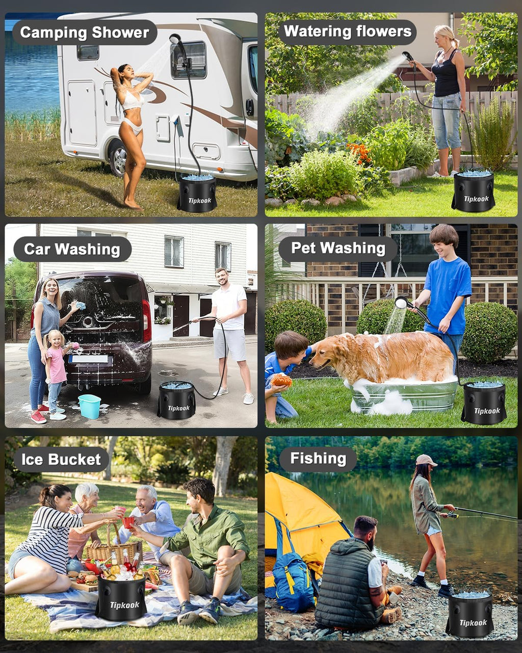 Portable Shower for Camping with 5 Gallons Foldable Bucket,High-Pressure