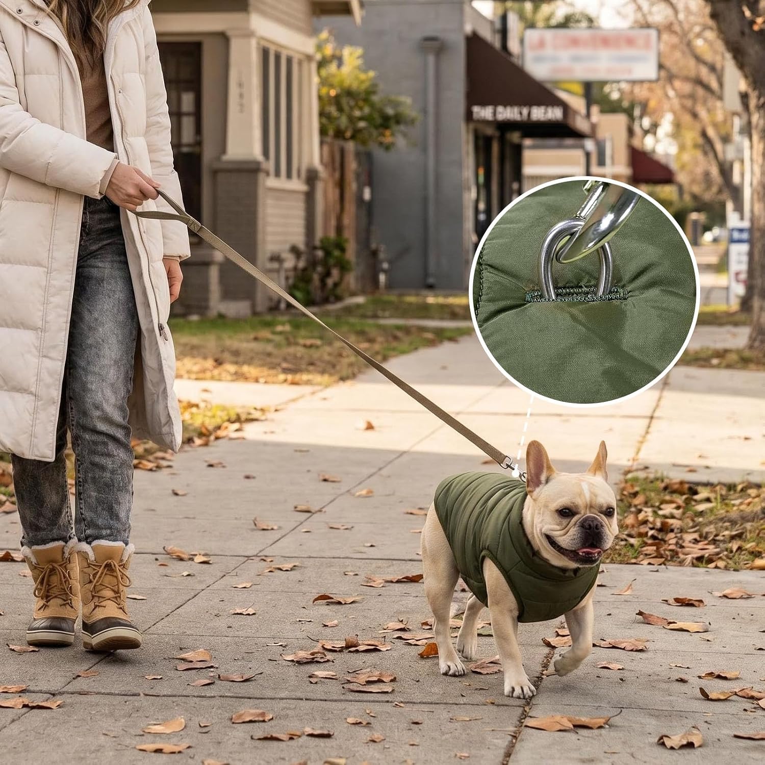 JoyDaog Fleece Lined Dog Jacket for Small Dogs,Winter Dog Coat,Green M