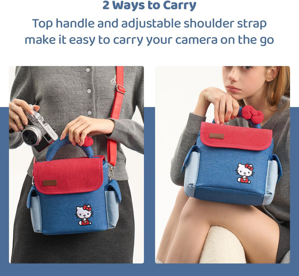 Kuitmor Camera Bag, DSLR/SLR/Mirrorless Crossbody Camera Shoulder Bag with Compartment Compatible with Fujifilm/Canon/Sony for Photographers - HLK