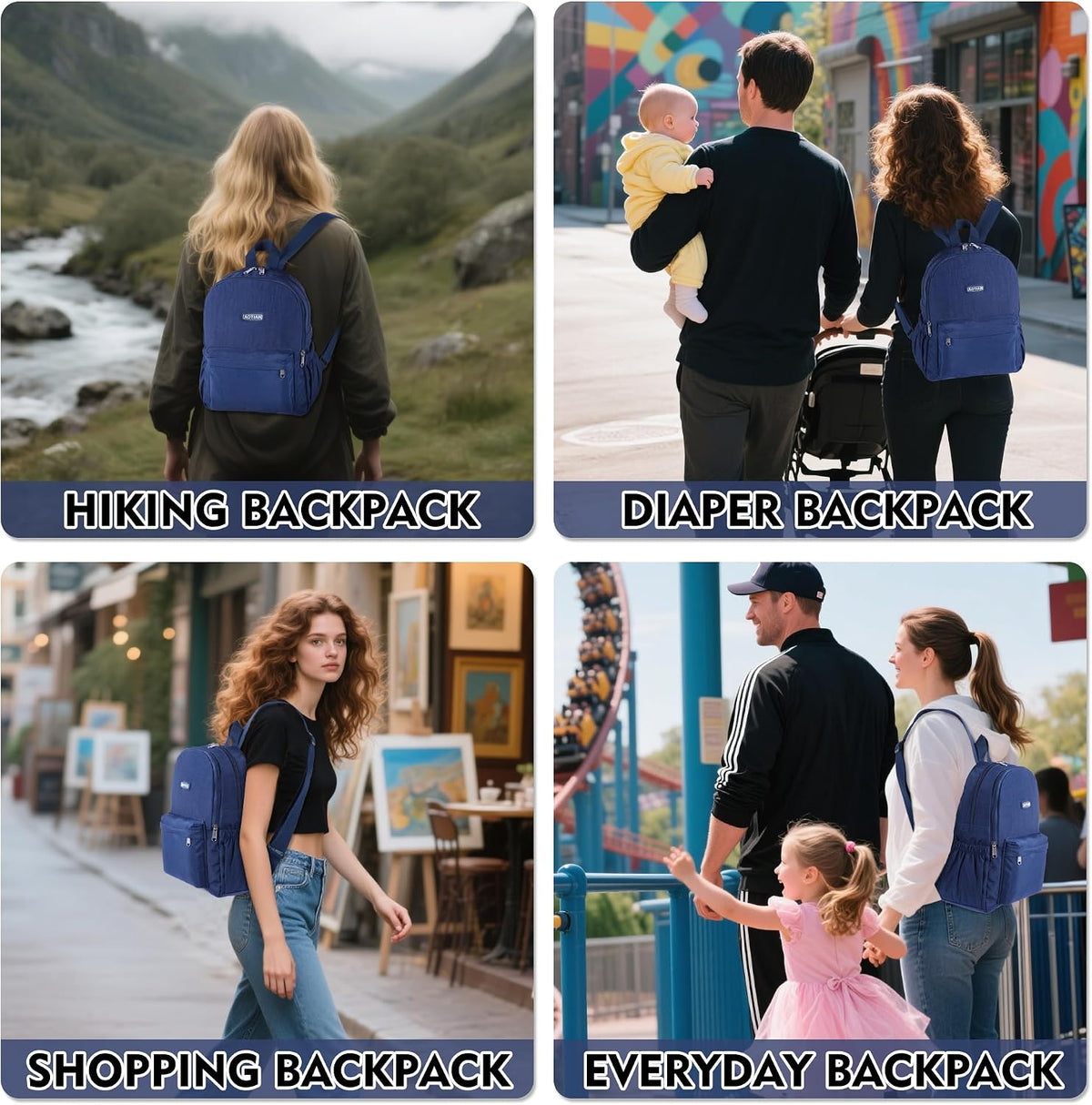 AOTIAN Lightweight Nylon Daypack, Small Hiking Backpack for Women