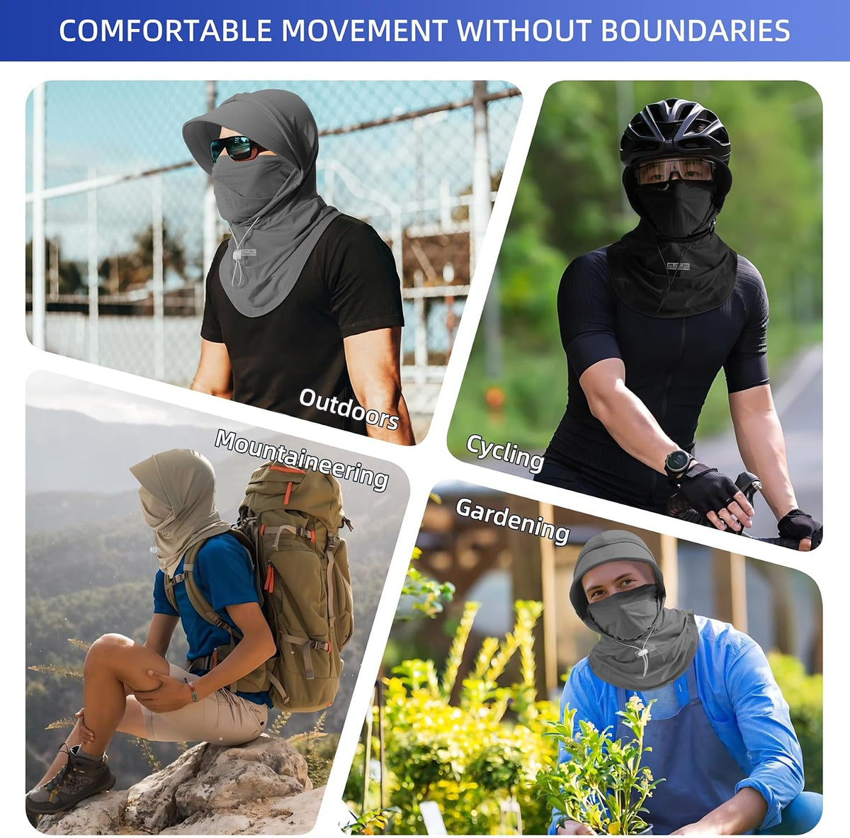 Cooling Breathable Balaclava Full Face Mask with Wide Brim Sun UV Protection Hood for Men Women Fishing Motorcycle Skiing