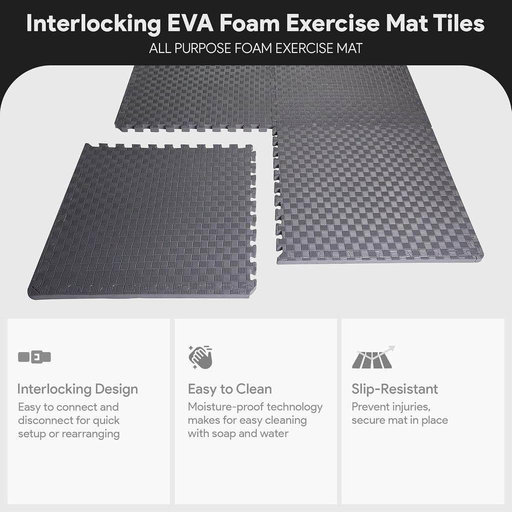 BalanceFrom Puzzle Exercise Mat 1" Thick, EVA Interlocking Foam Floor