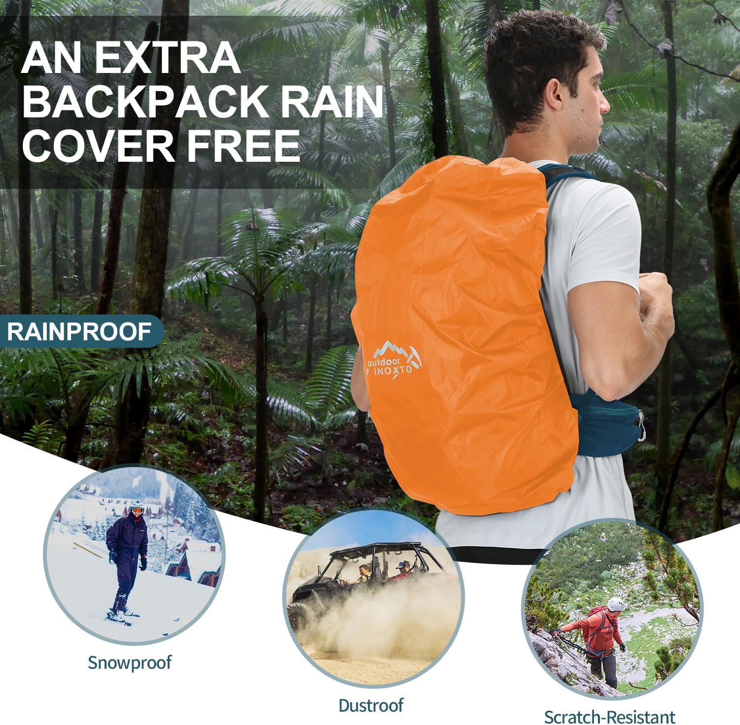 IX INOXTO Hiking Backpack, 26L/40L Waterproof Hiking Daypack with 3L Water Bladder and Rain Cover, Lightweight Travel Camping Backpack for Men Women (Blue)