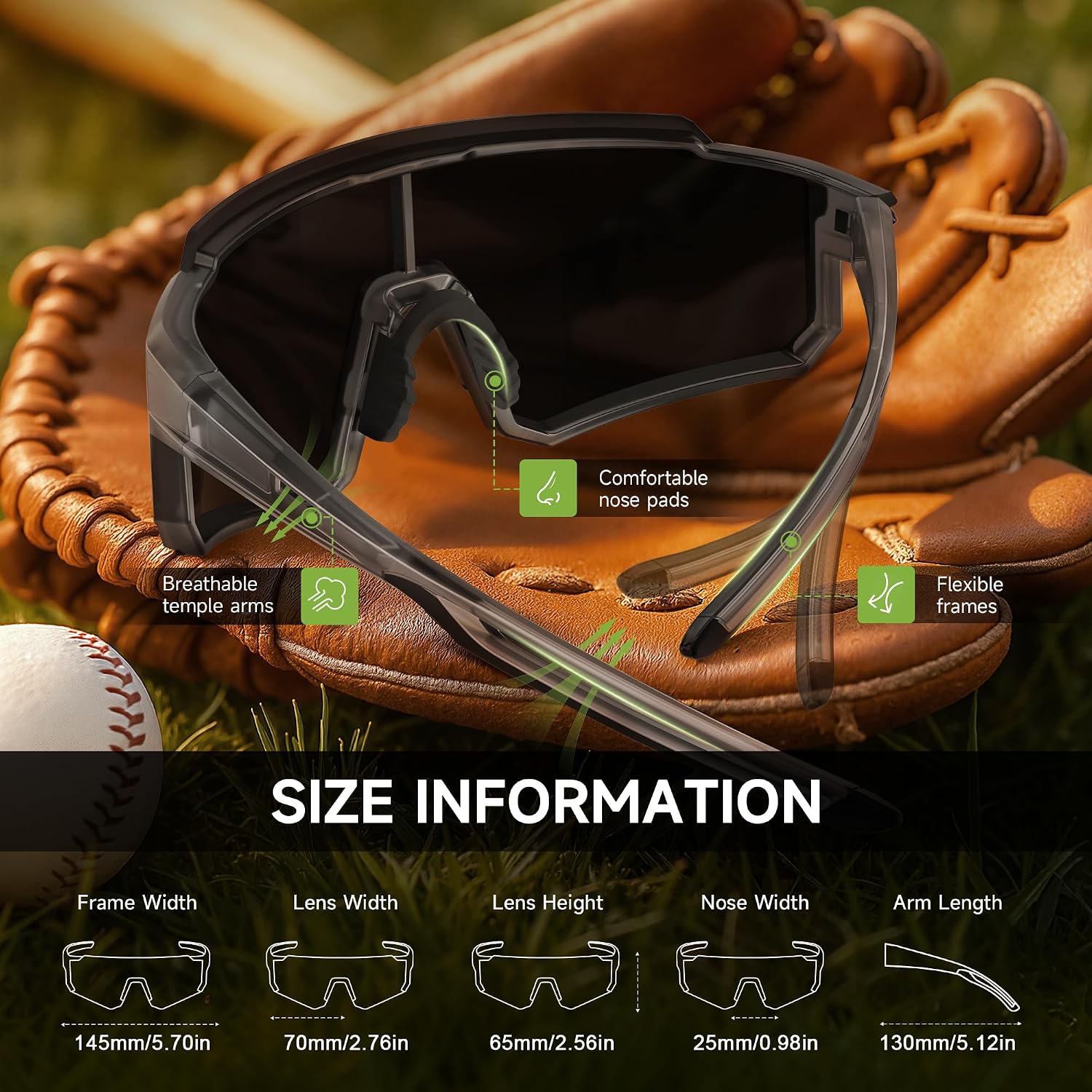 Sports Polarized Sunglasses Men Women for Running Baseball Hiking