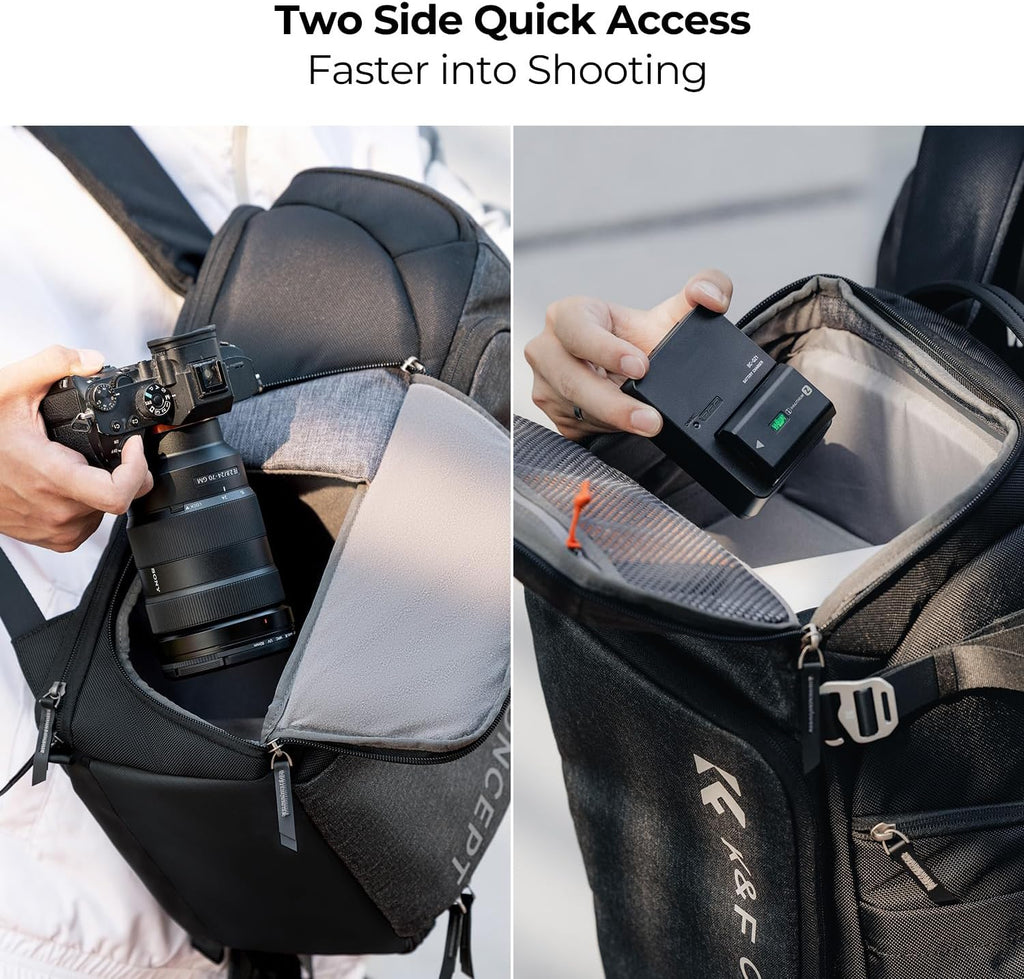 K&F CONCEPT Camera Backpack, 22L Expandable Camera Bag with Rain Cover