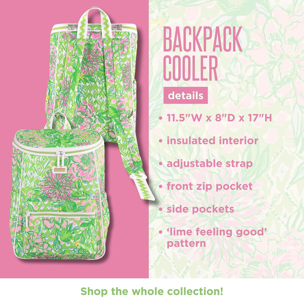 Lilly Pulitzer Insulated Backpack Cooler, Lime Feeling Good