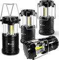Collapsible LED Camping Lantern, COB Technology, Portable with Handle, Pack of 4, Gray