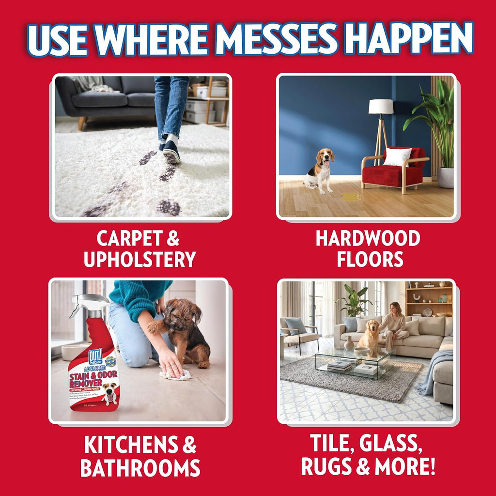 OUT! PetCare Pet Stain & Odor Remover, Carpet Cleaner, 32oz (2 Pack)