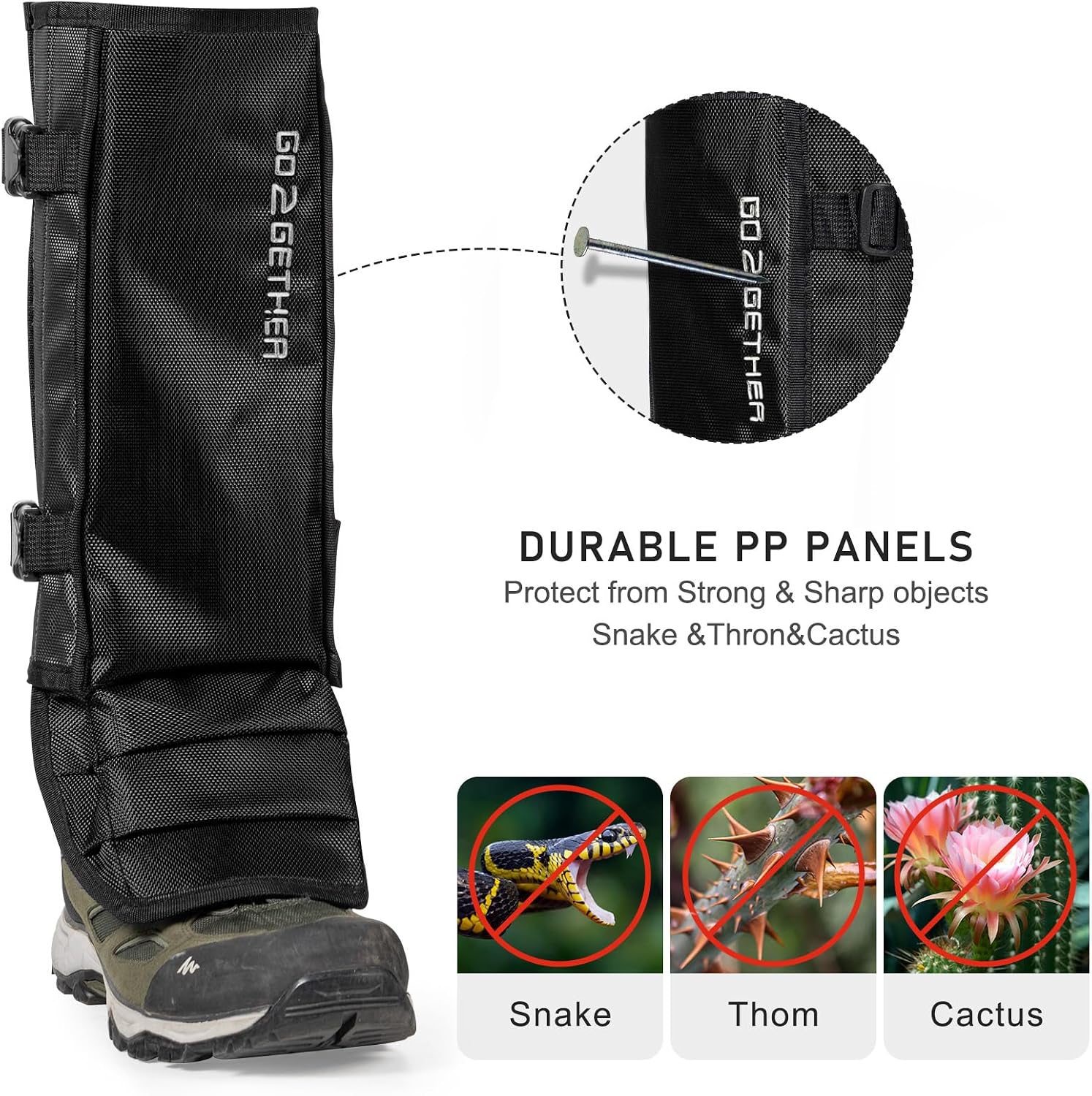 G2 GO2GETHER Snake Gaiter, Gaiters for Hunting, Waterproof Snake Chap for Men and Women,Shoe Boot Leg Gaiter with Adjustable Size