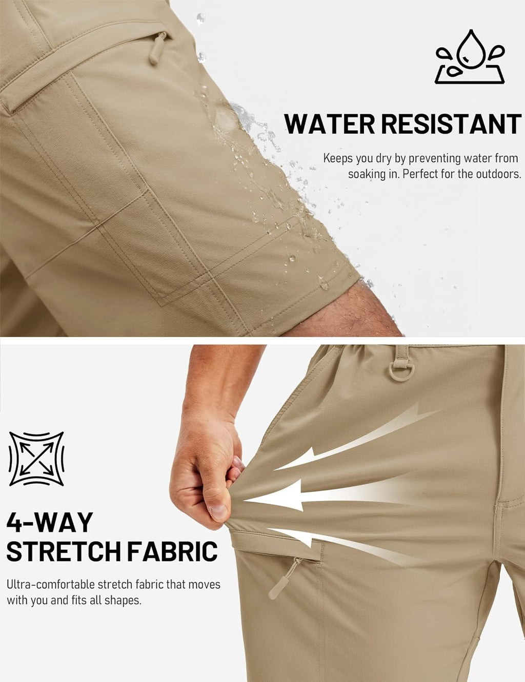 TACVASEN Men's Hiking Cargo Shorts 10 inch Quick Dry Lightweight Waterproof