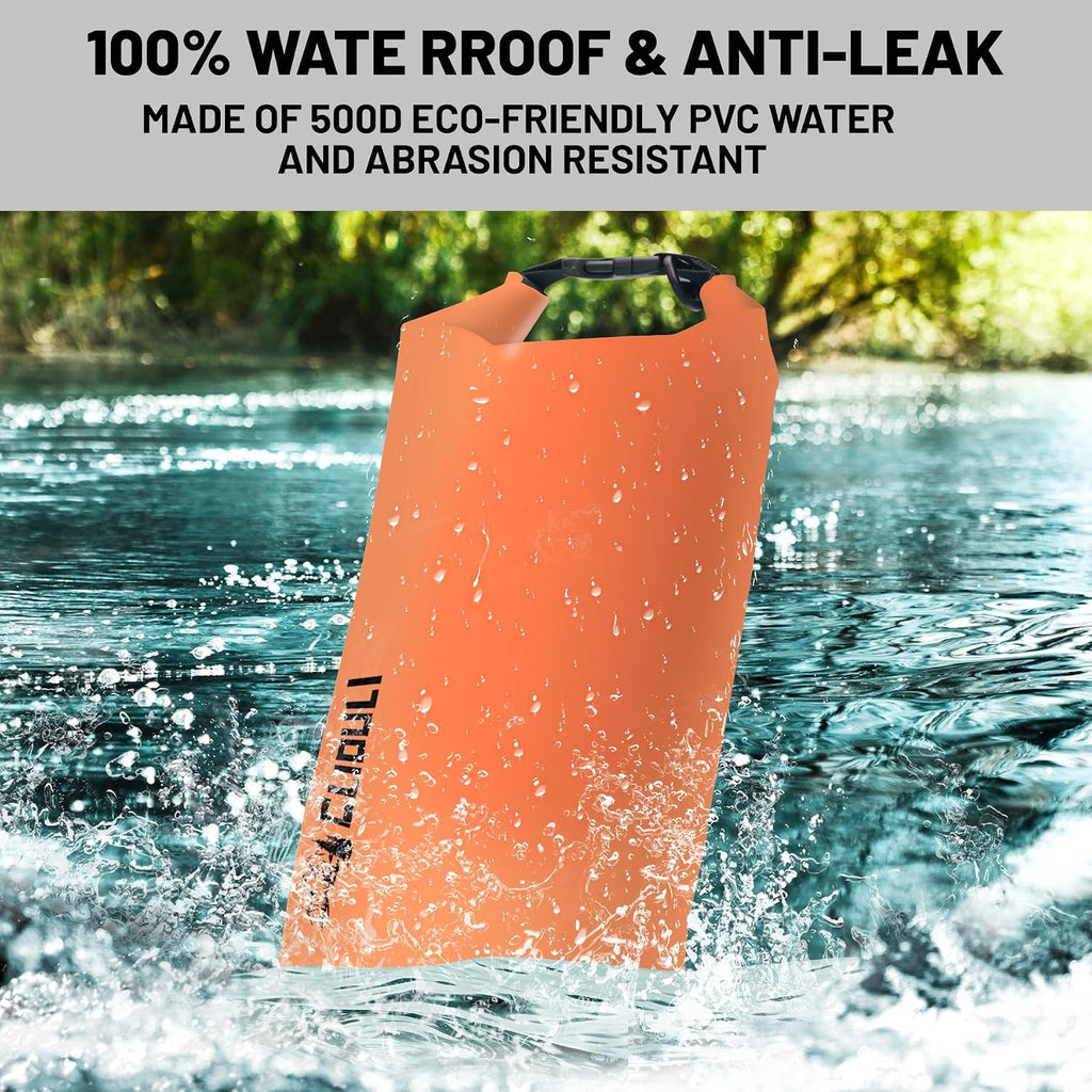 Waterproof Dry Bag,Roll Top Orange Small Waterproof Backpack 2L/5L/10L/20L/30L/40L Floating Lightweight Bags for Kayaking, Boating, Fishing, Swimming Camping with Waterproof Phone Case