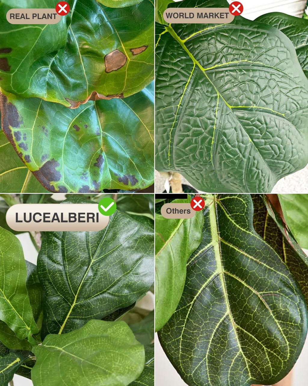 Artificial Fiddle Leaf Fig Tree in Modern White Planter, 5ft