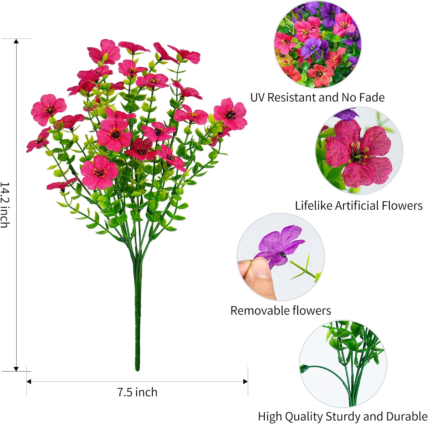 Artificial Flowers for Outdoors Fake Flowers Faux Plant Spring Summer Decor