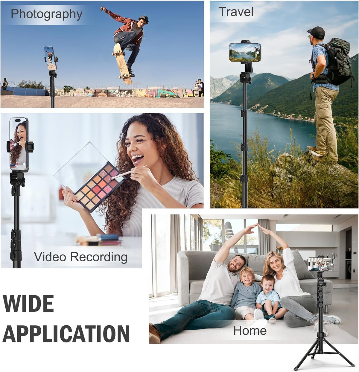 Liphisy 64” Tripod for Cell Phone & Camera with Remote and Phone Holder