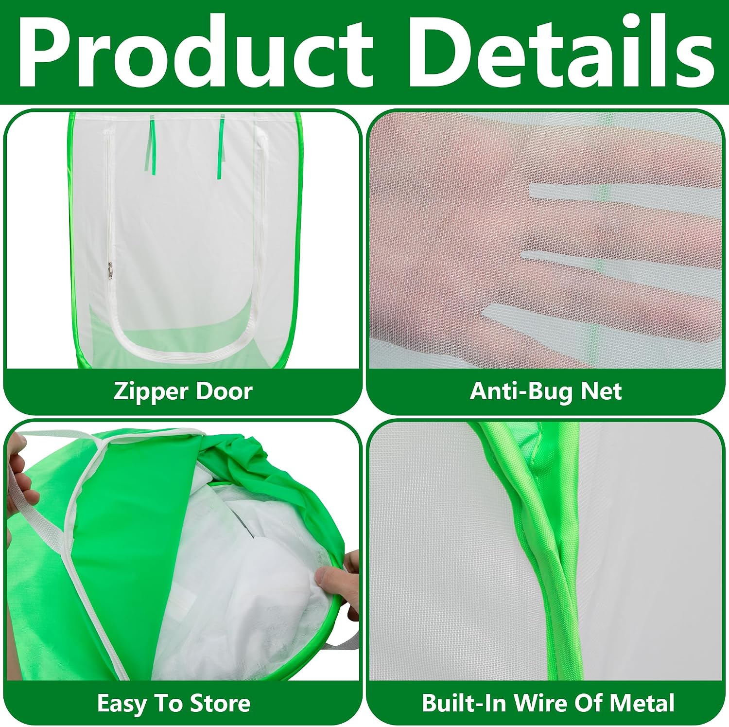 24"x24"x36" Pop Up Garden Mesh Plant Cover, Plant Protectors Mesh Enclosure
