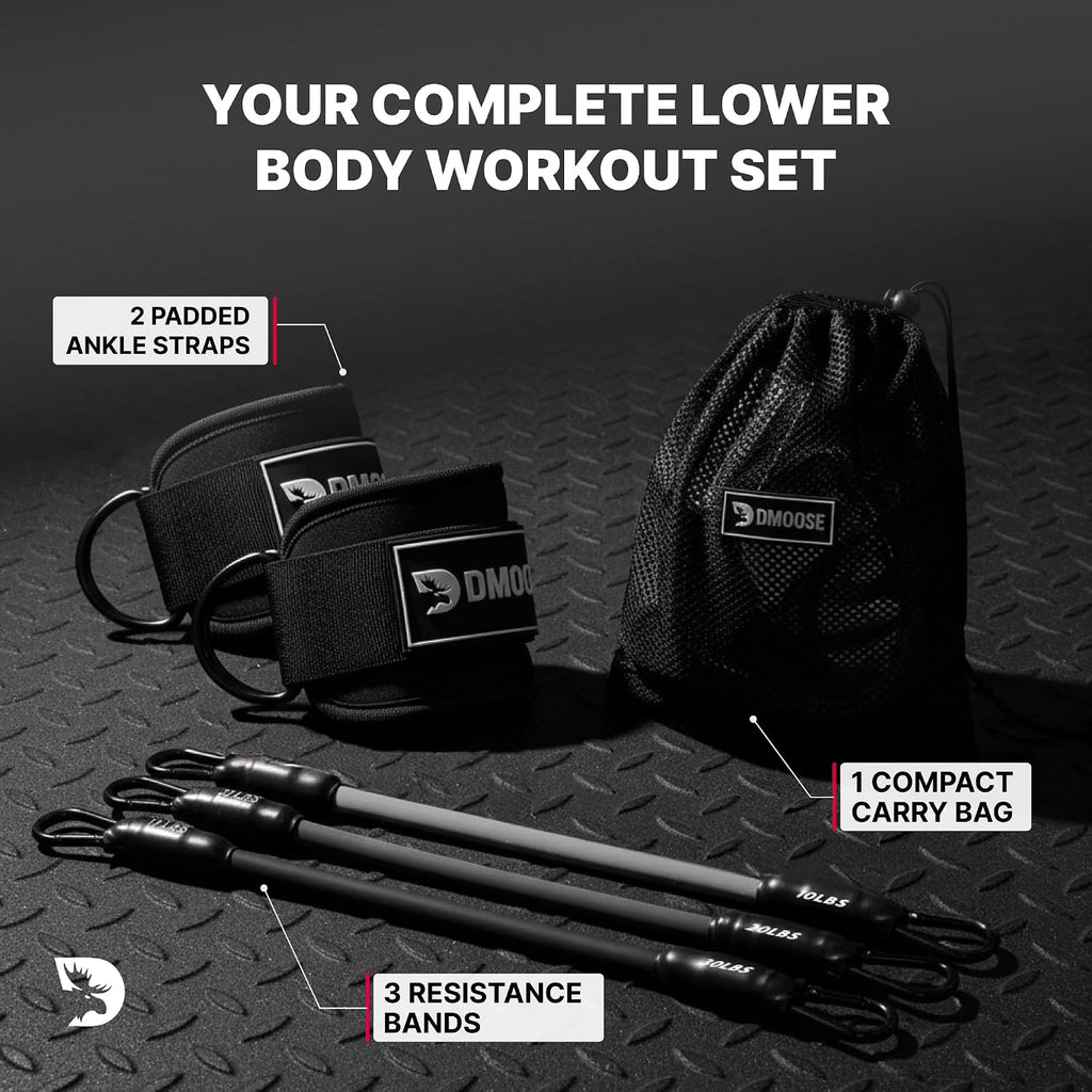 DMoose Ankle Strap for Cable Machine - One Size Fit with Premium Padding, Workout Kickback Ankle Cuffs, Ankle Bands for Working Out, Booty Workouts, Leg Extension, Hip Abductors & Lower Body Exercises