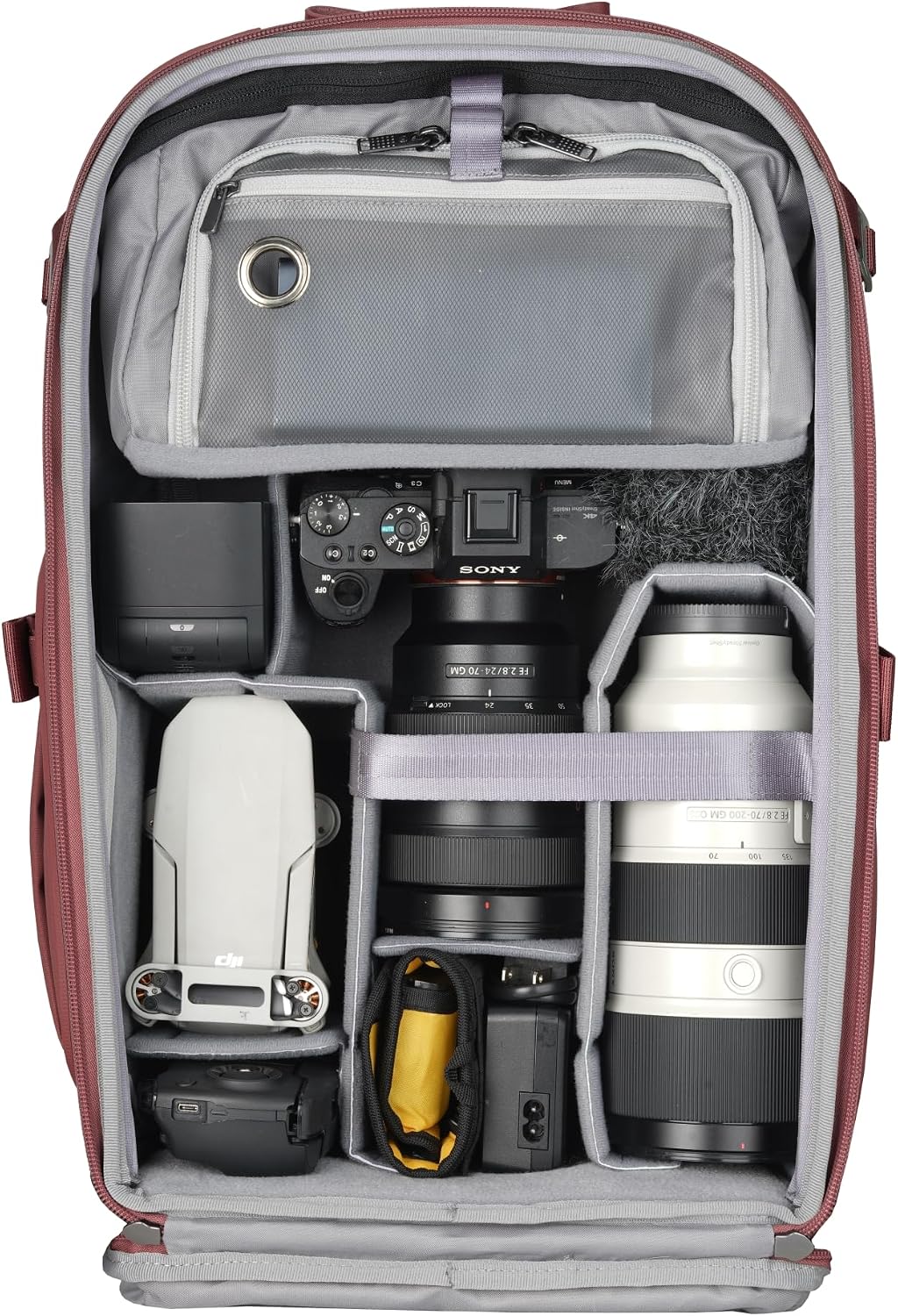 VANGUARD VEO Metro B25L Camera & Everyday Backpack (Magenta) – Fits 70–200mm Attached, 16" Laptop Storage, Convertible Daypack Design, Carry-On Ready