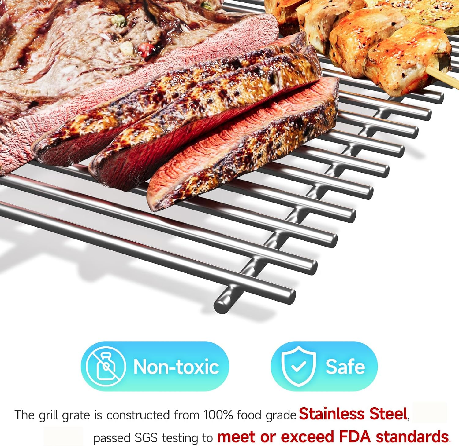 2pcs Stainless Steel Cooking Grill Grates for Weber, 19.5'' x 25.5''
