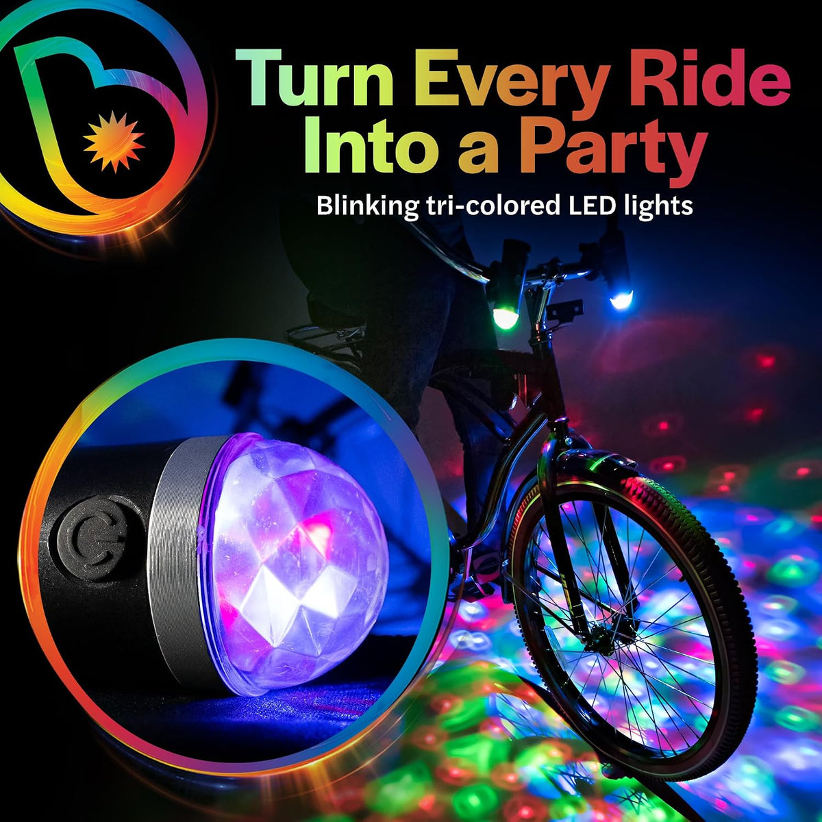 Brightz Disco Bike Lights, RGB LED Bicycle Light for Burning Man