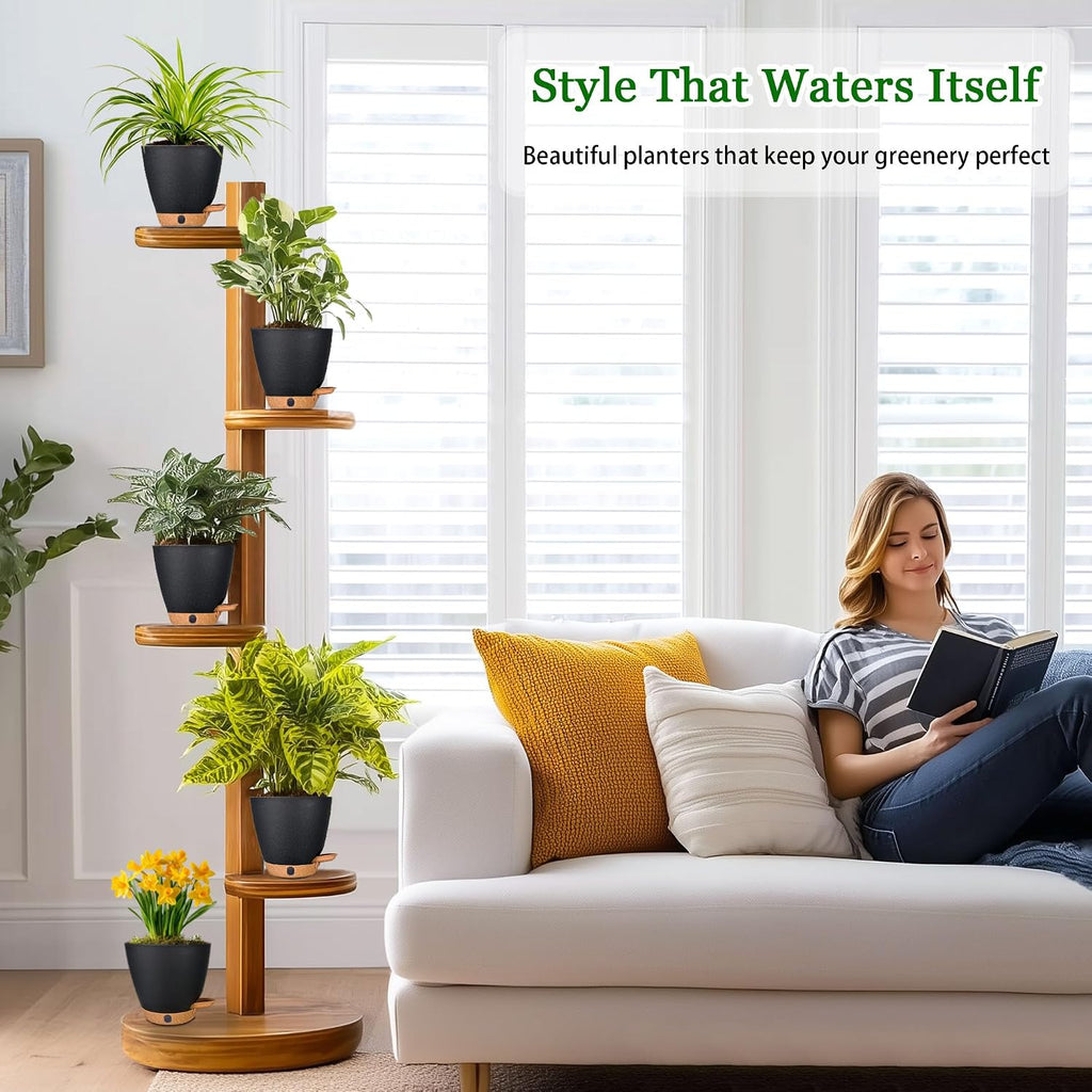 6" Self Watering Pots for Indoor Plants(5-Pack), Small Plastic Planters