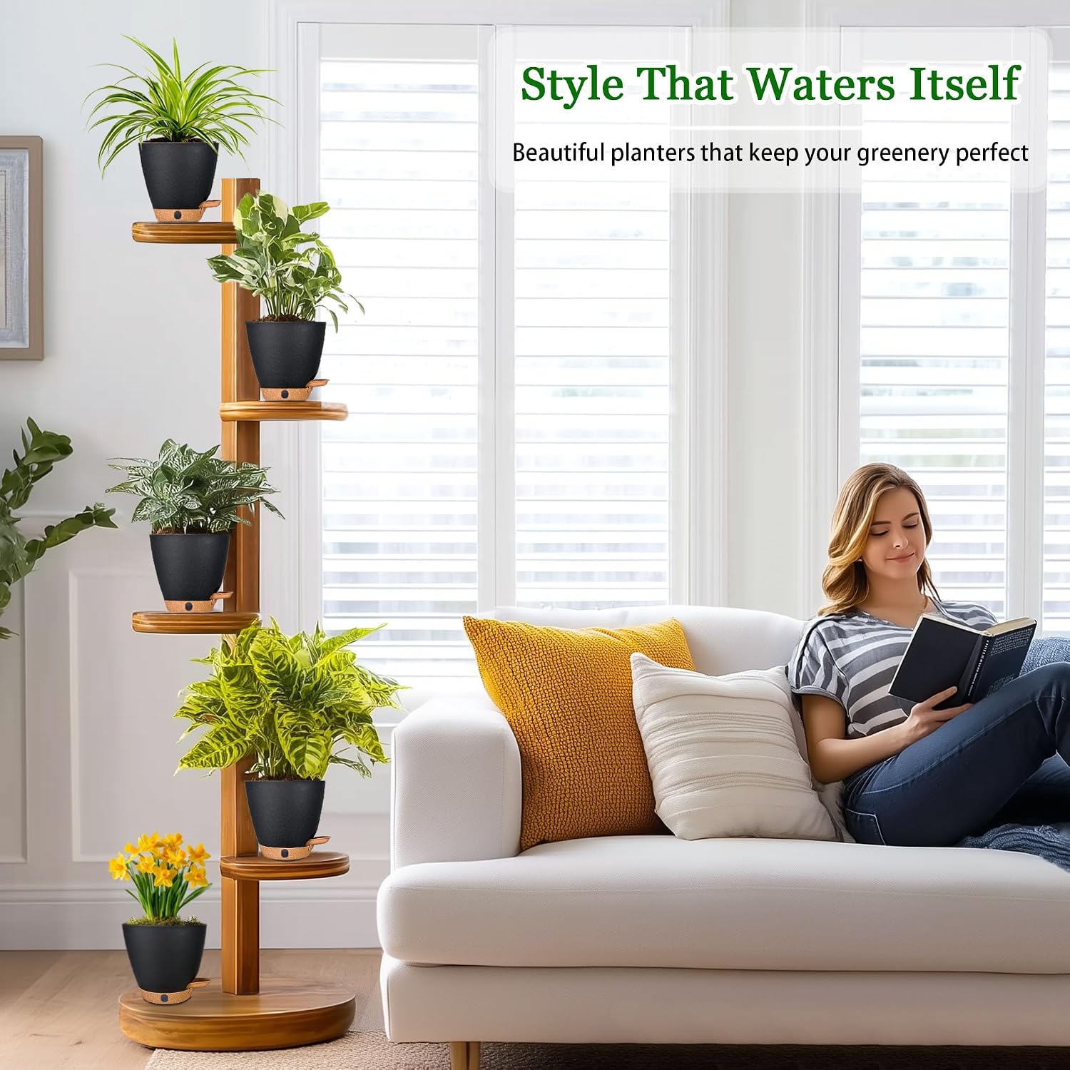 6" Self Watering Pots for Indoor Plants(5-Pack), Small Plastic Planters