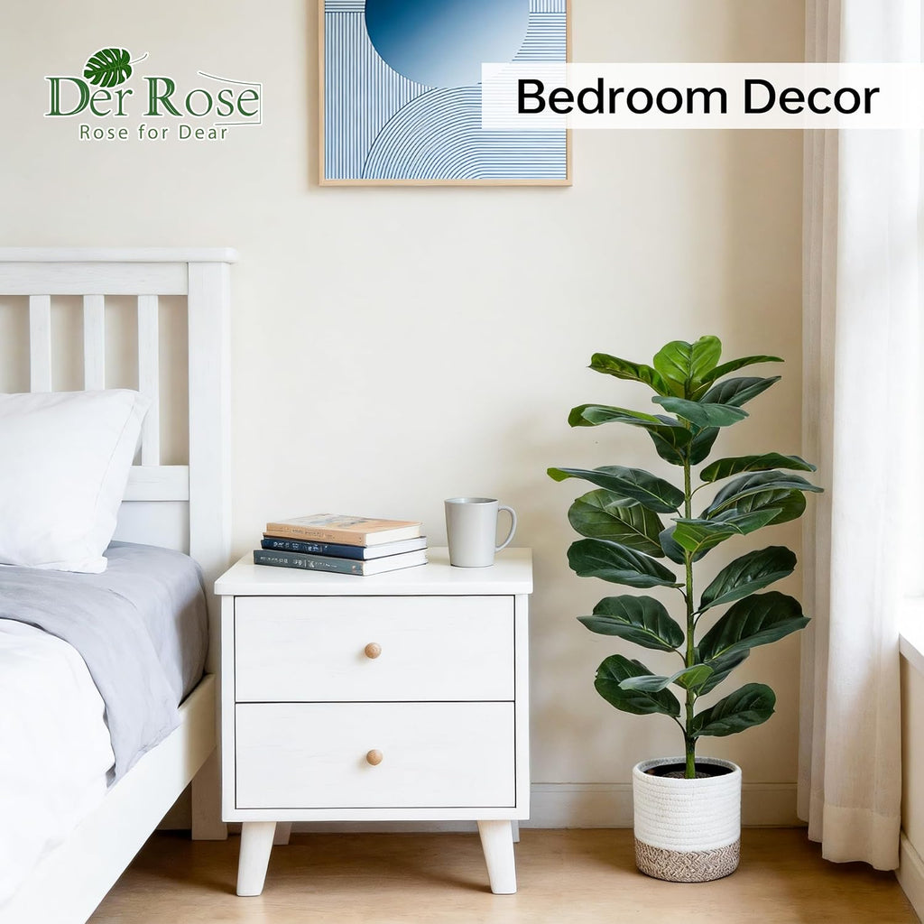 Der Rose 2 Pack 30" Fake Plants, Fiddle Leaf Fig Trees with Woven Baskets
