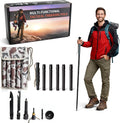 Trekking Poles Hiking Stick with Camping Essentials Kit - Hiking Poles Collapsible Lightweight for Camping, Mountaining -Hiking Backpack Walking Stick with Compass, Bag - Backpacking Essentials