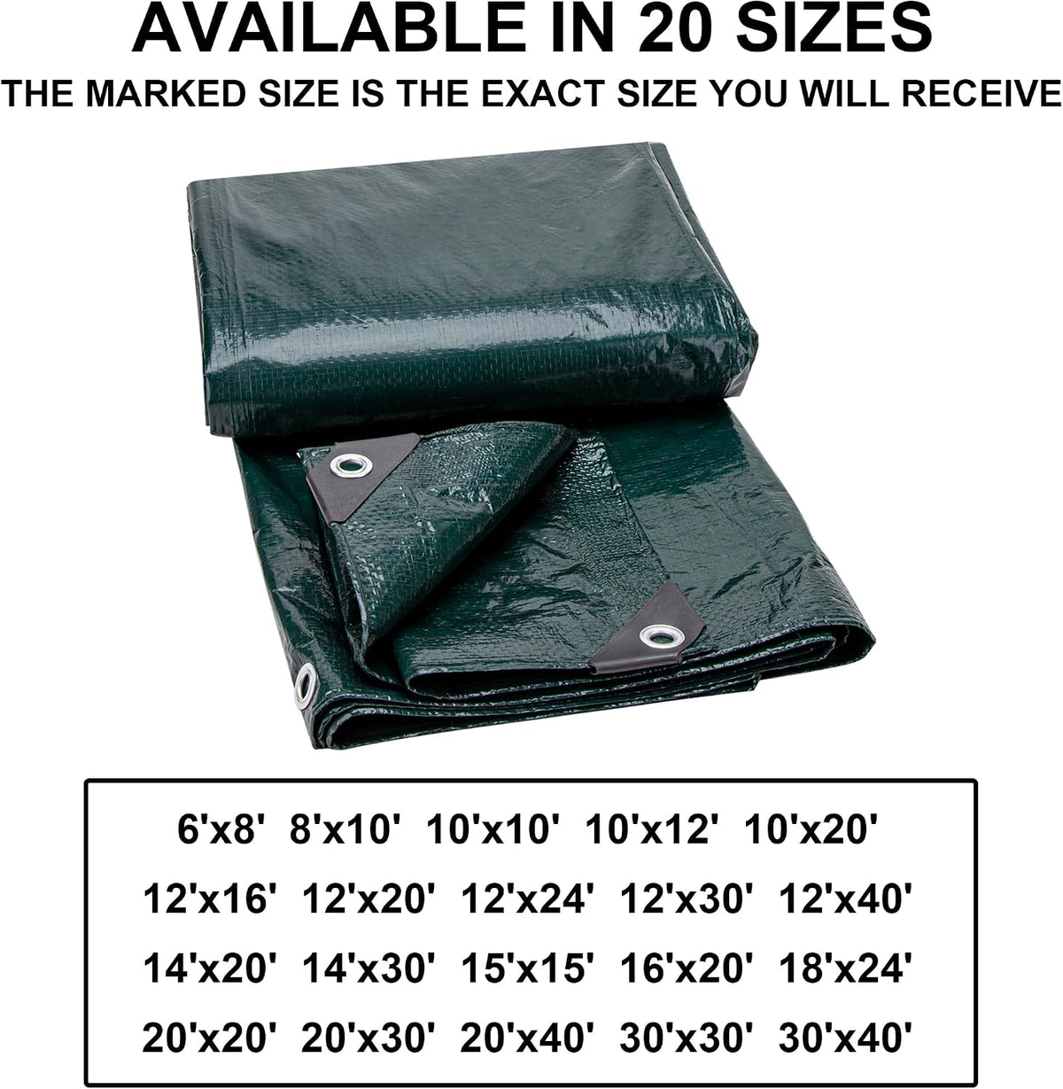 CARTMAN 10x12Ft Multipurpose Waterproof Poly Tarp Cover 8 Mil, Green