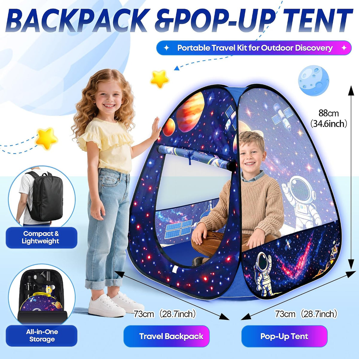 80mm Portable Telescope Kit for Adults & Kids with Pop-Up Tent