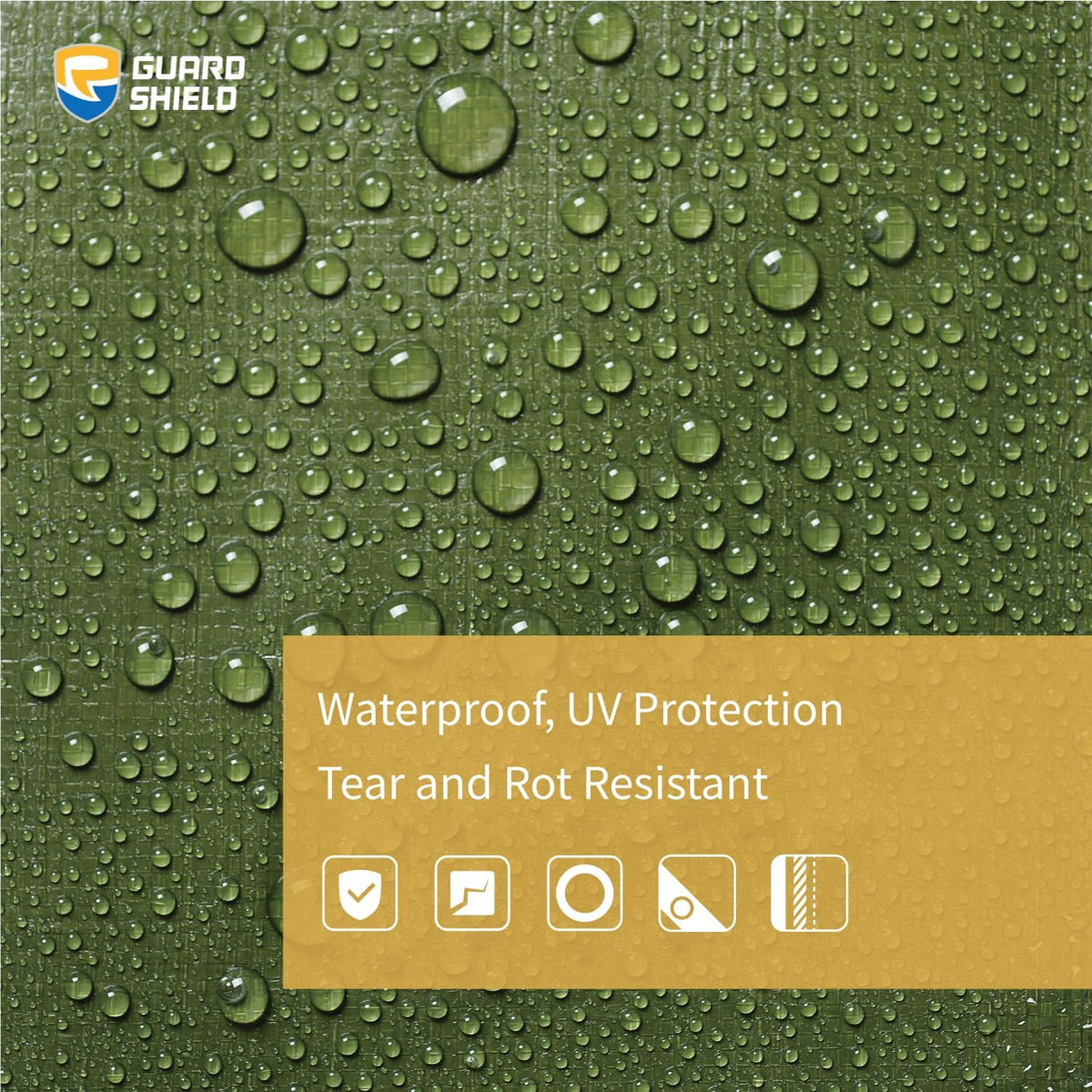 GUARD SHIELD Tarps Heavy Duty Waterproof Green Plus+ 20x20 FT Large 12 mil
