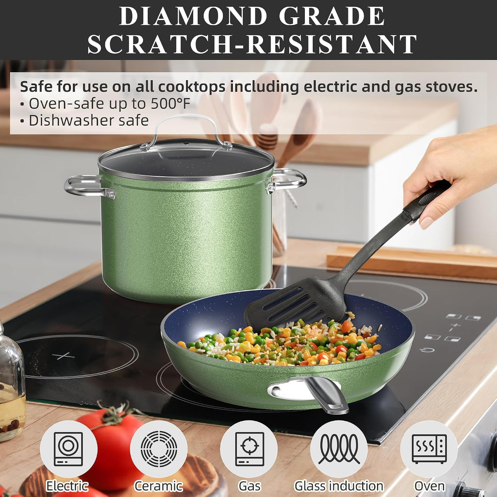 Nuwave Healthy Duralon Blue Ceramic Nonstick Cookware Set, PFAS Free