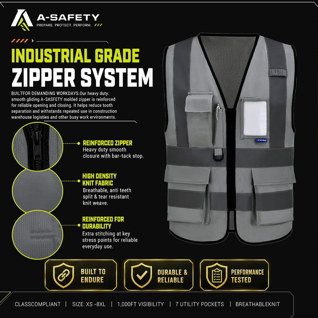 A-SAFETY High Visibility Reflective Safety Vest Customize Logo (XS-8XL)