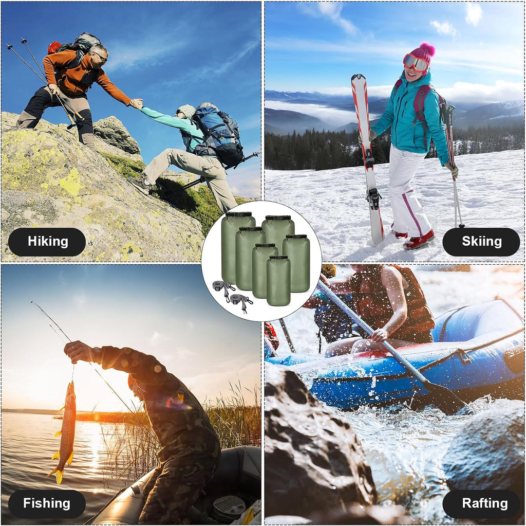 Shappy 6 Pcs Waterproof Dry Bag Set Ultralight Stuff Sack 20/15/10/8/5/3L Backpacking Bag with Long Adjustable Strap Outdoor Keep Gear Dry Sack for Camping Kayaking Boating Hiking Travel