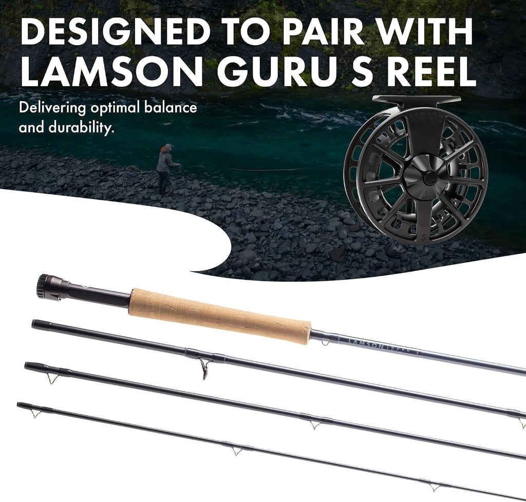 LAMSON Guru Medium Fast Action Fly Fishing Rod, All-Water 9' 4-piece w/Tube