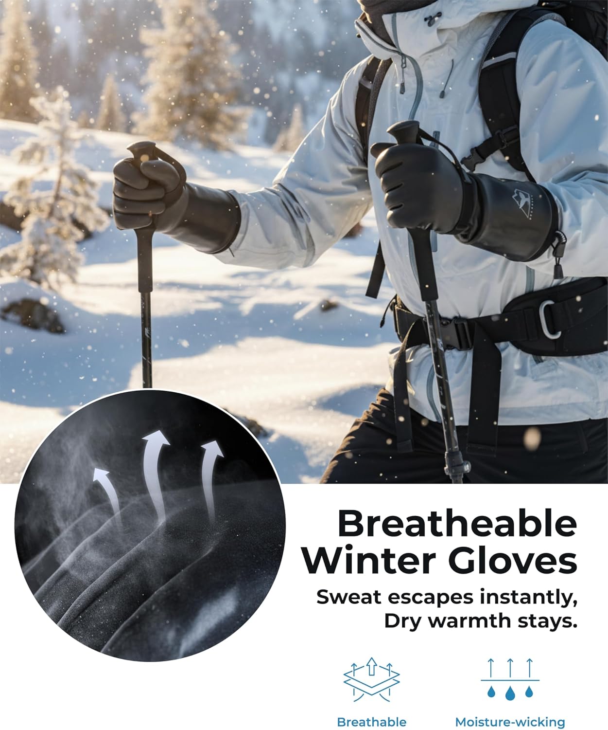toolant 100% Waterproof Winter Work Gloves with Grip, Fleece Lined