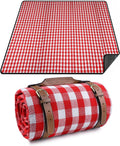 Extra Large Picnic Blanket, 80 x 60 in Waterproof Beach Mat, Red Plaid