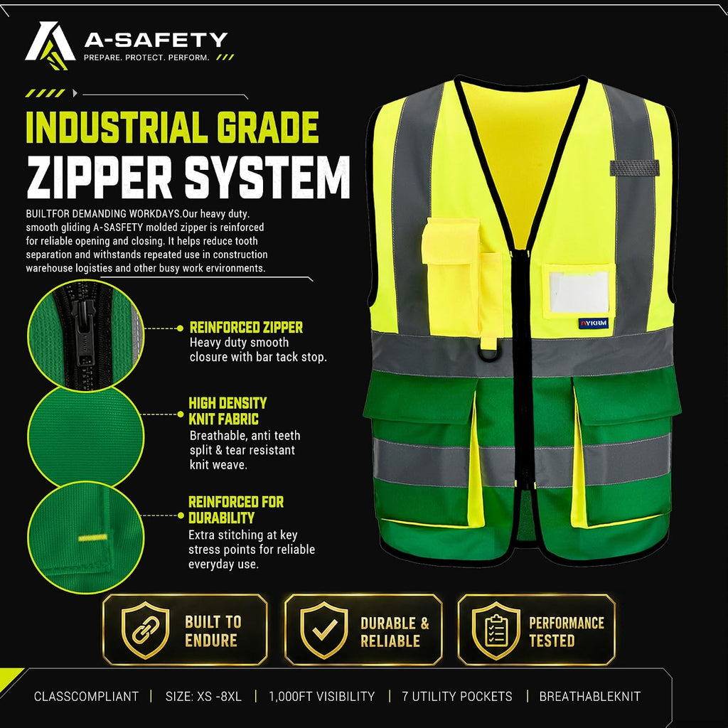 A-SAFETY High Visibility Reflective Safety Vest Customize Logo (XS-8XL)
