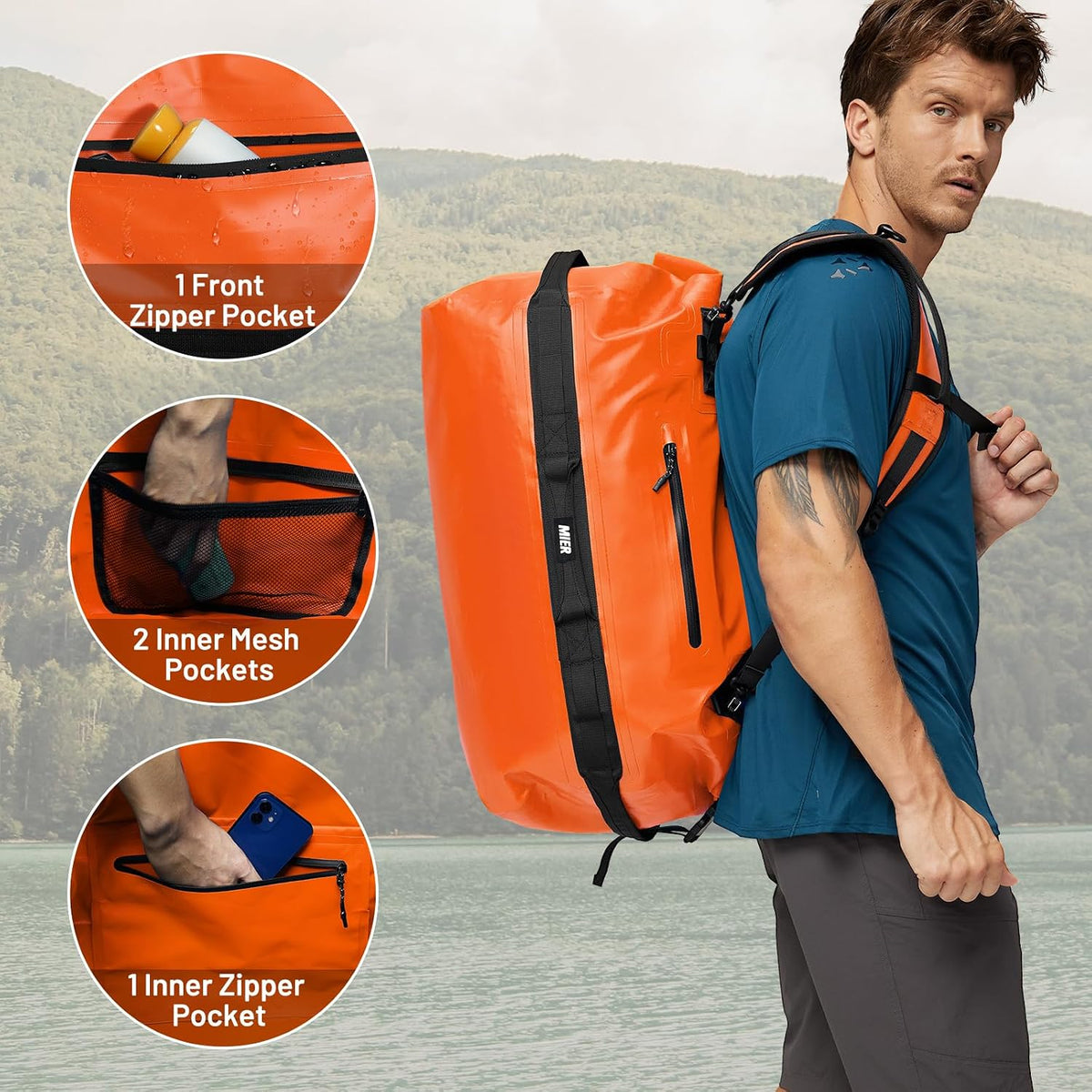 MIER Large Waterproof Duffel Bag - 60L/80L Dry Bag Backpack