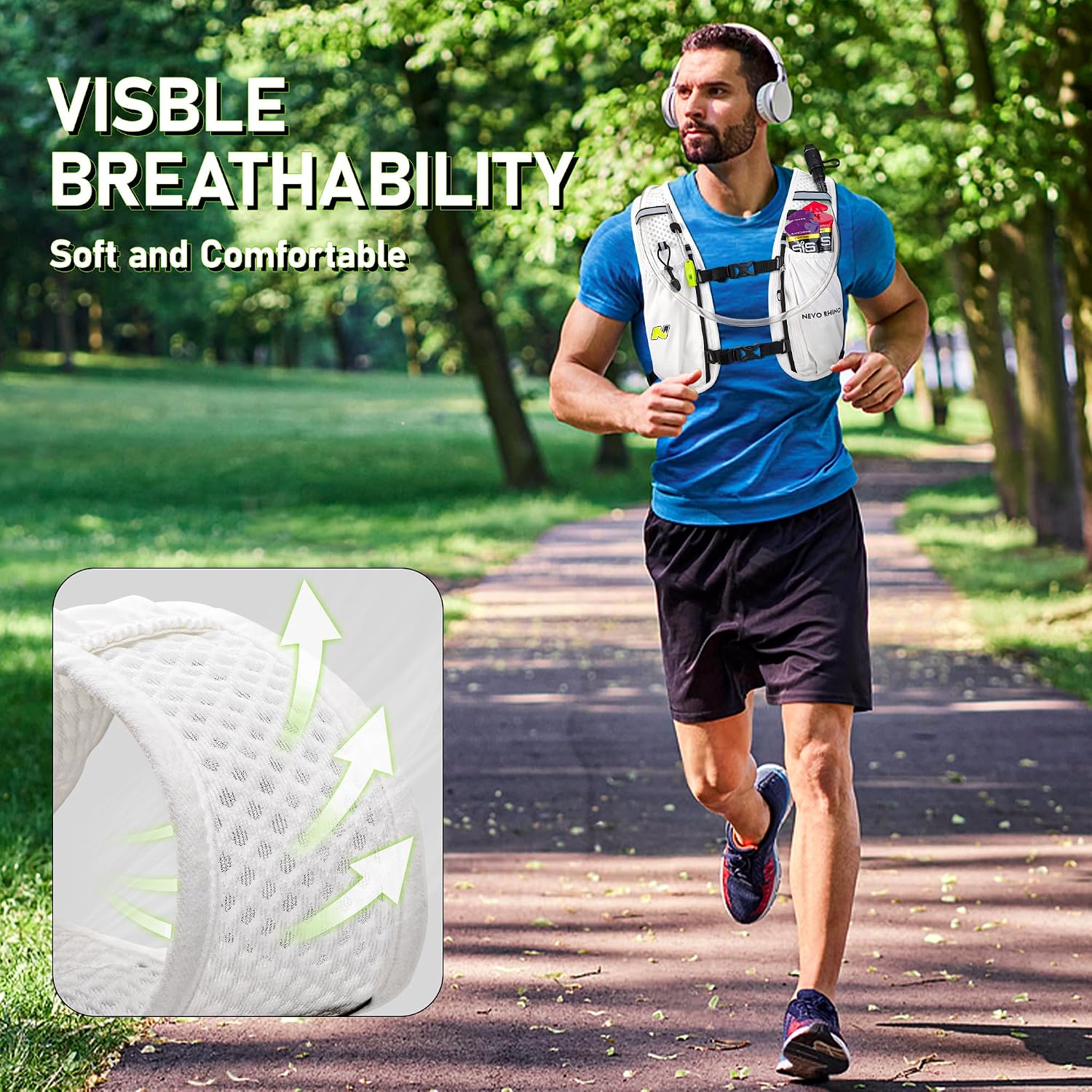 N NEVO RHINO Running Vest with 1.5L Water Bladder, Hydration Vest Pack