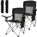 HULKFIT 2 Pack Folding Camping Chair – Heavy Duty Portable Outdoor Beach Chair for Adults with Breathable Mesh Back, Cup Holder & Carry Bag – Ideal for Backyard, Tailgating, Hiking & Travel,Black