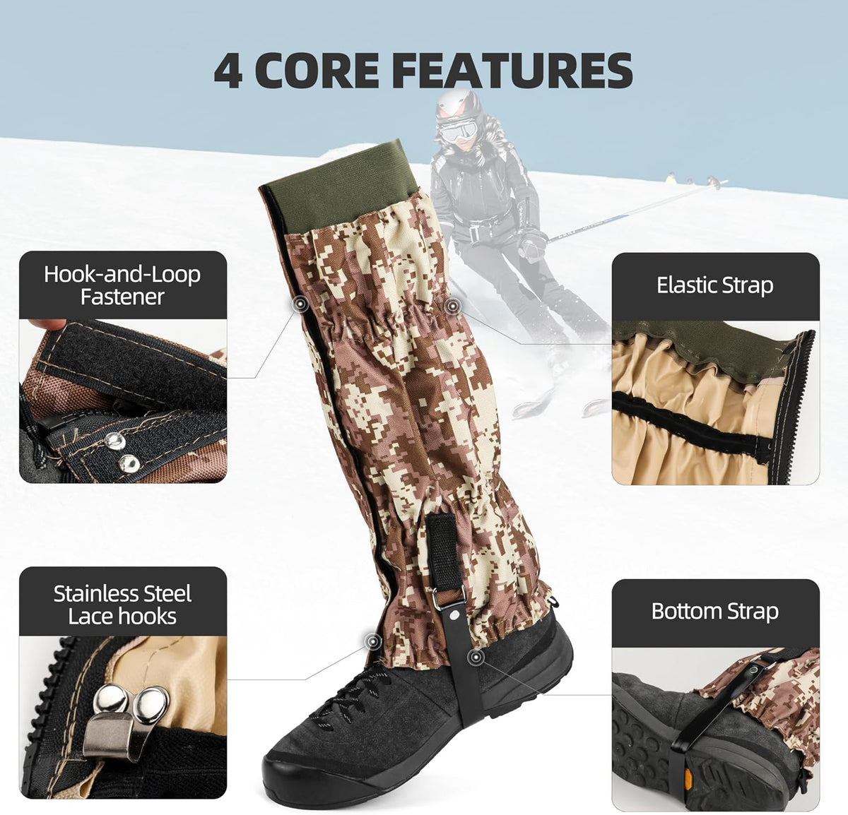 Snake Gaiters for Hiking & Outdoor Work – Waterproof, Adjustable Leg Guards with 500D Oxford & 3-Layer Nylon, Durable Outdoor Leg Protection for Men & Women