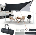 Camping Tent Tarp with Thickened Stainless Steel Bracket - PU 20000mm+ Waterproof Rain Shelter, UPF2000+ Anti-UV Camping Canopy, Portable Sun Shade for Camping, Hiking, Picnic