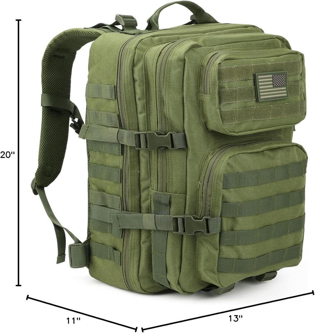 REEBOW GEAR Military Tactical Backpack for Men Large Army 3 Day Assault Pack Molle Hiking Daypack Bag (Green)