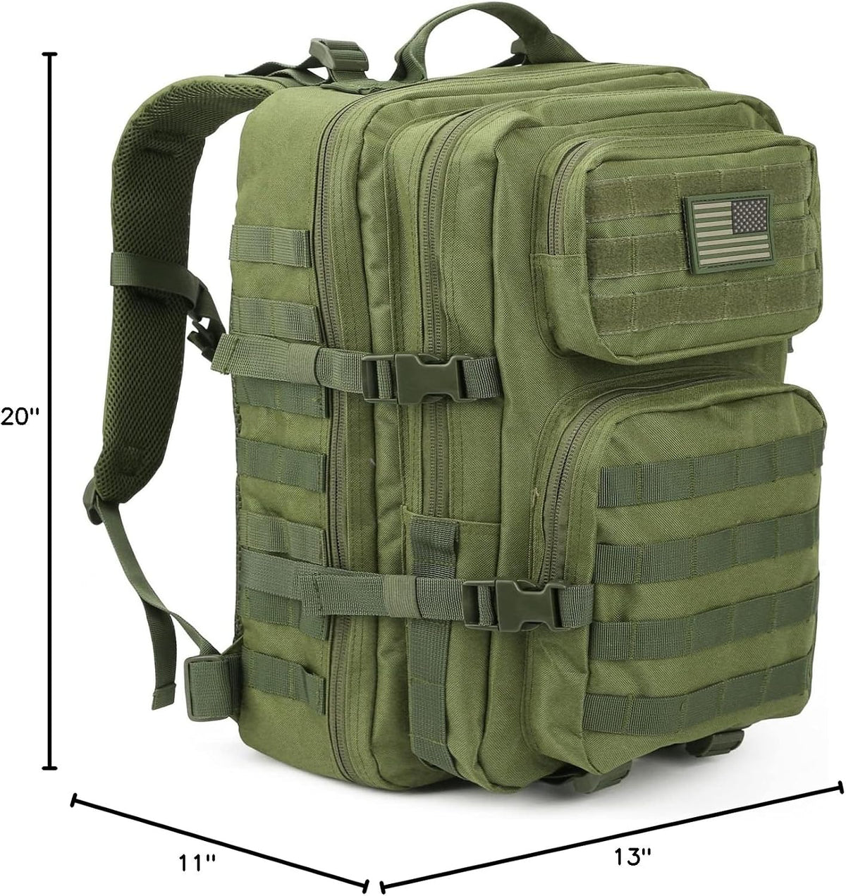 REEBOW GEAR Military Tactical Backpack for Men Large Army 3 Day Assault Pack Molle Hiking Daypack Bag (Green)