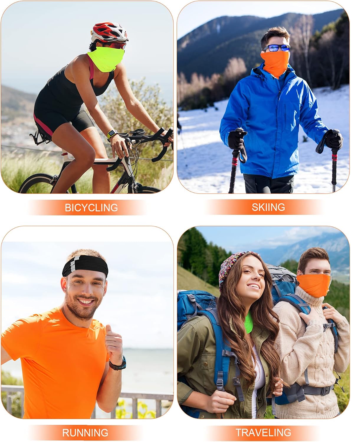 SATINIOR 8 Pack Reflective Neck Gaiters UV Protection Cooling Face Masks